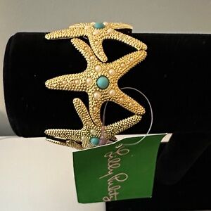 Lilly Pulitzer Gold Starfish Bracelet with Turquoise and Pearl Accents